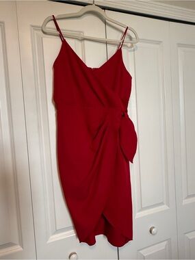 BCBGeneration Red Sleeveless Wrap Midi Dress